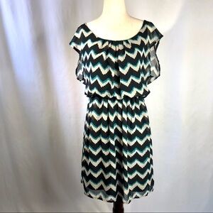 Lily Rose chiffon chevron sleeveless dress XS